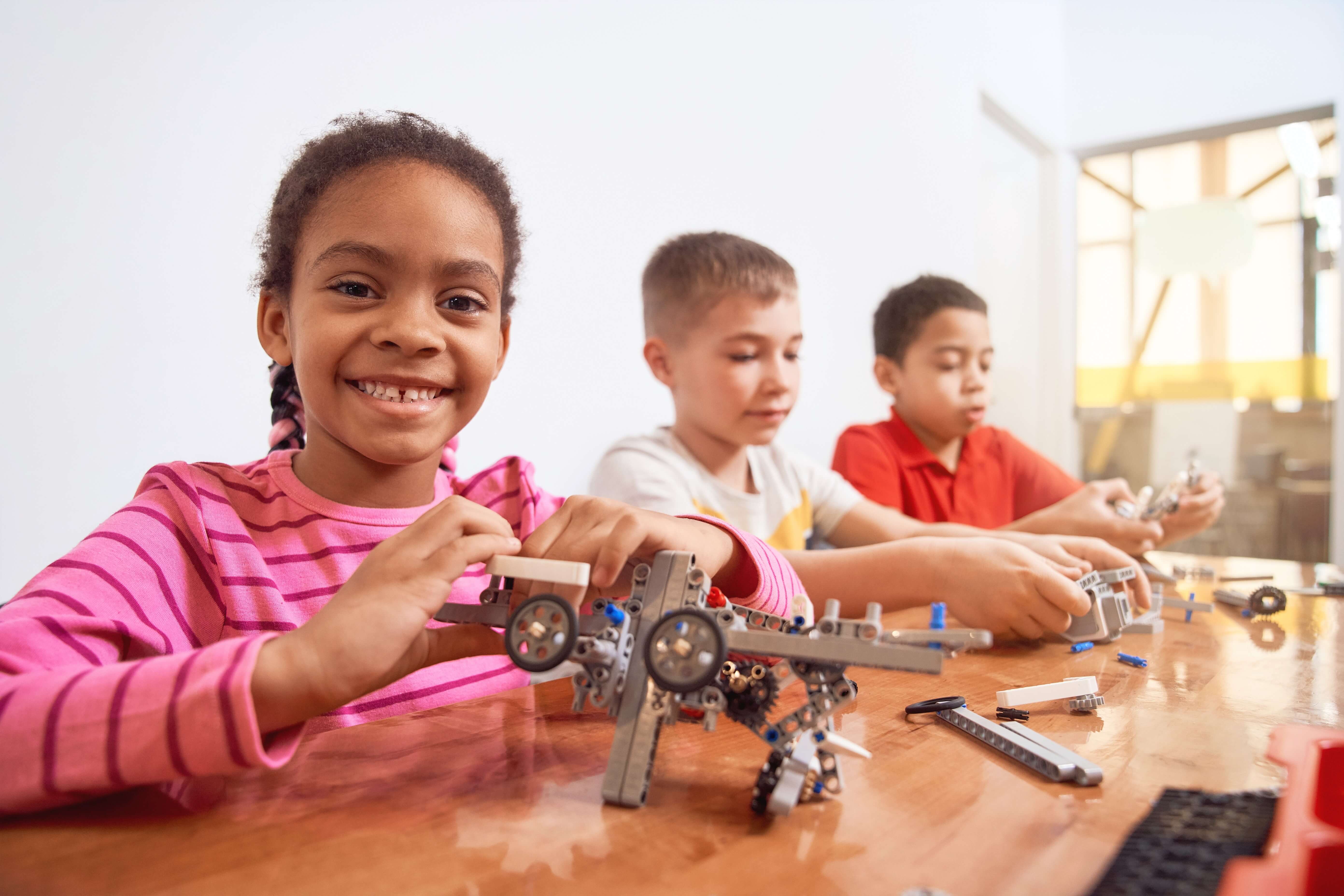 Students working on robotics project